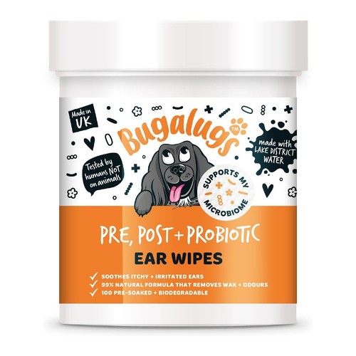 Bugalugs dog ear wipes 100 - dog,
