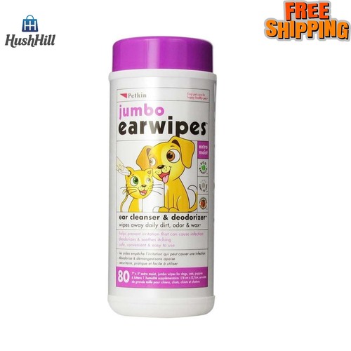 Petkin jumbo ear - wipes, 80