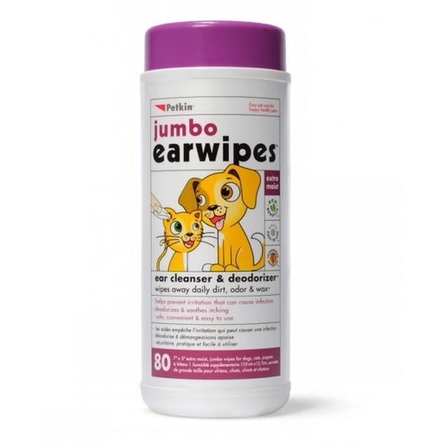 Petkin jumbo pet ear wipes - pet,