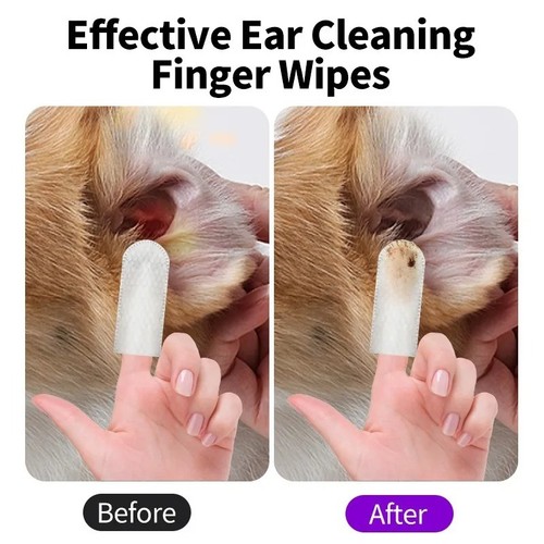 Pet ear cleaner - finger, wipes